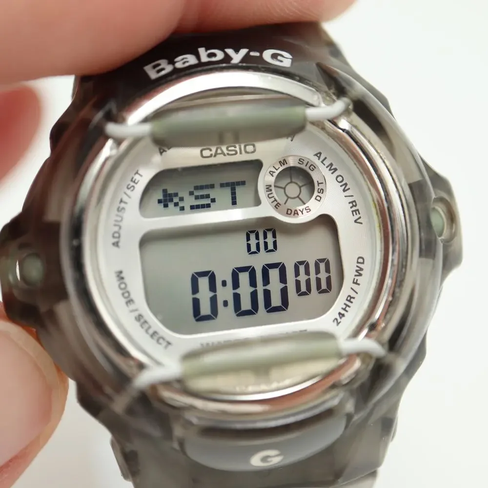 Casio Baby G Shock Clear Gray 43mm Digital Watch Animal BG169R w New Battery